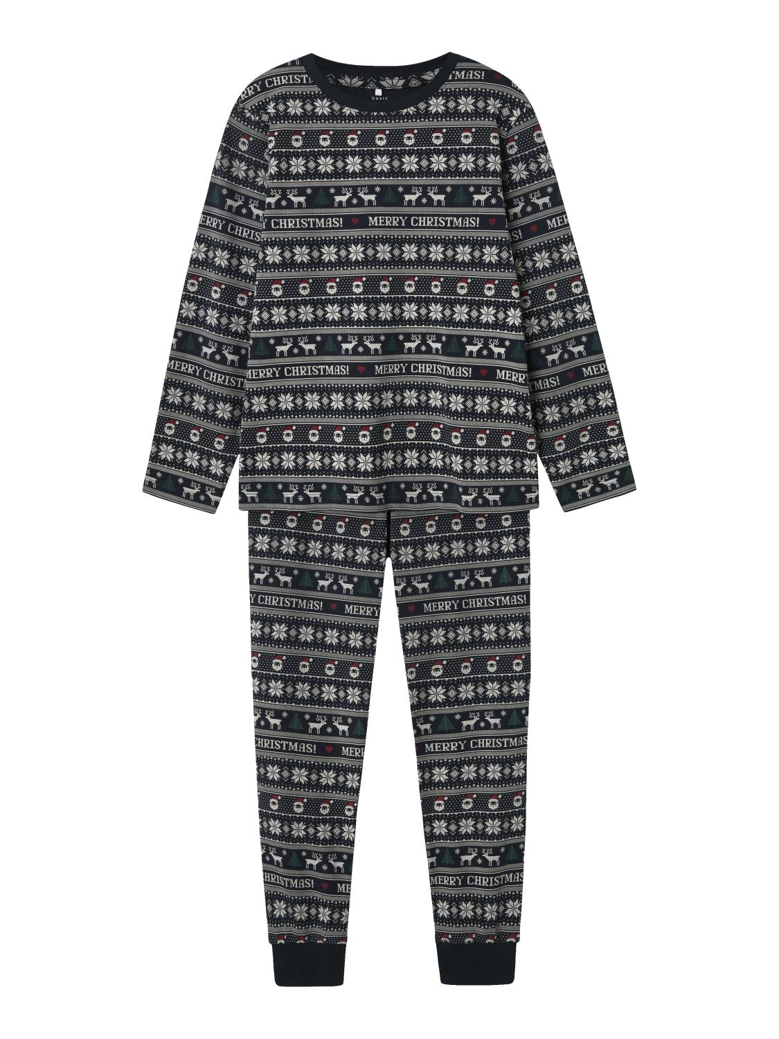 Name It Julepyjamas NKNVISMAS LS NIGHTSET Dark Sapphire Merry Christmas