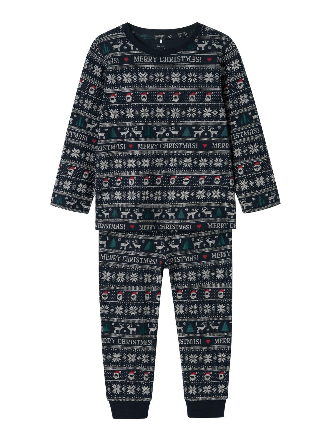 Name It Julepyjamas NMNVISMAS LS NIGHTSET Dark Sapphire Merry Christmas