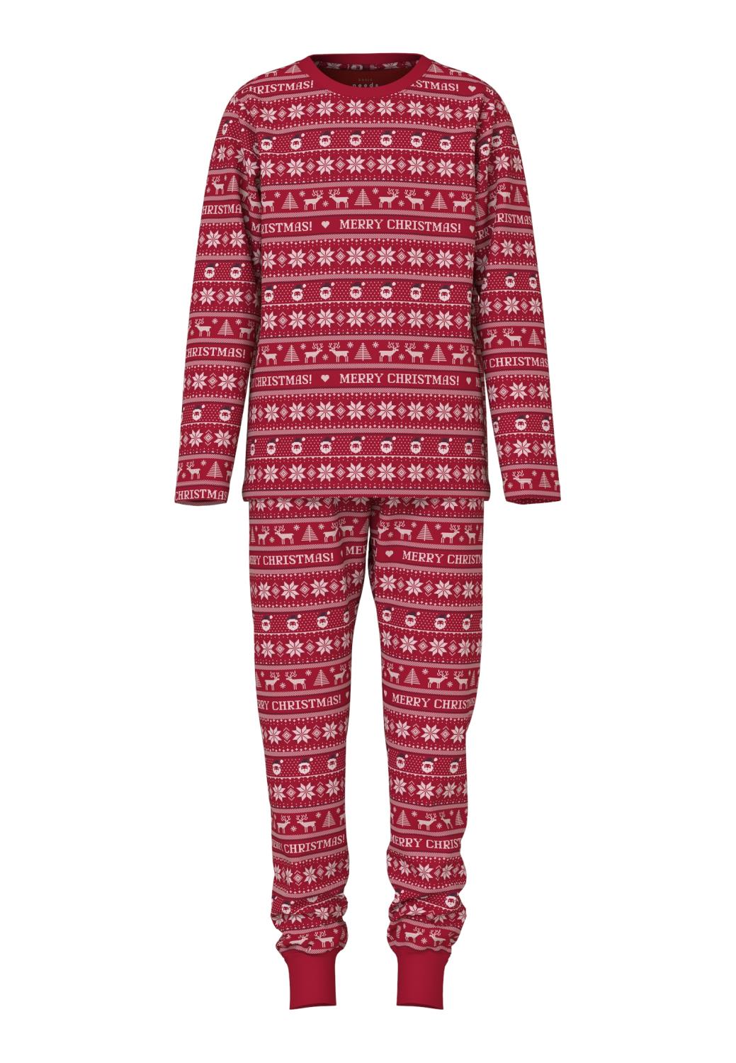 Name It Julepyjamas NMNVISMAS LS NIGHTSET Jester Red Merry Christmas