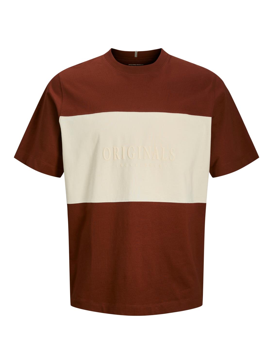 Jack & Jones T-Skjorte JORFREDERIKSBERG MARGATE BLOCK TEE Brandy Brown/Moonbeam