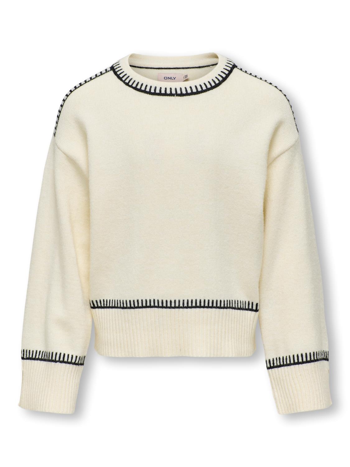 Only Genser KOGIBI LS STITCH O-NECK KNIT Whitecap Gray/Black