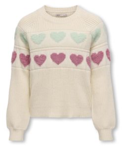 Only Genser KOGDANA LIFE LS PATTERN O-NECK KNT Brich Heart/Birds Egg/Heather Rose