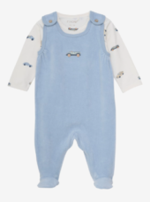 Fixoni Sparkebukse m/Body Prematur VELOUR ROMPER BIL Blue Fog