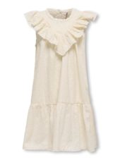 Only Kjole KOGMARGOT LIFE S/L EMBROIDERY DRESS Tofu/EMB-DTM