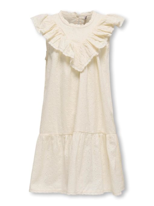 Only Kjole KOGMARGOT LIFE S/L EMBROIDERY DRESS Tofu/EMB-DTM