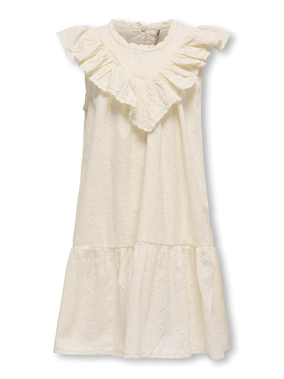 Only Kjole KOGMARGOT LIFE S/L EMBROIDERY DRESS Tofu/EMB-DTM
