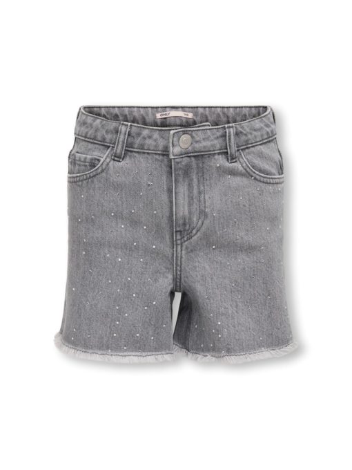 Only Shorts KOGPACY RHINESTONE DNM Medium Grey Denim