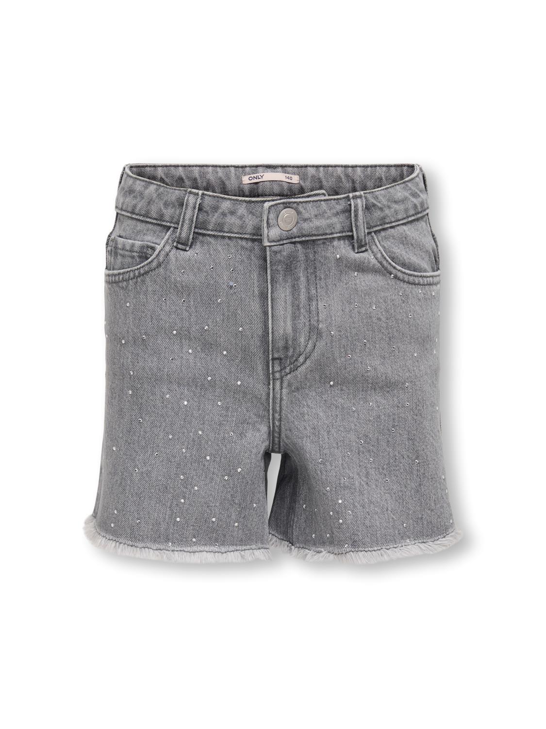 Only Shorts KOGPACY RHINESTONE DNM Medium Grey Denim