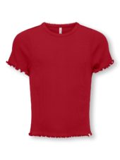 Only T-Skjorte KMGTRINNY LIFE SOLID SS O-NECK TOP Equestrian Red