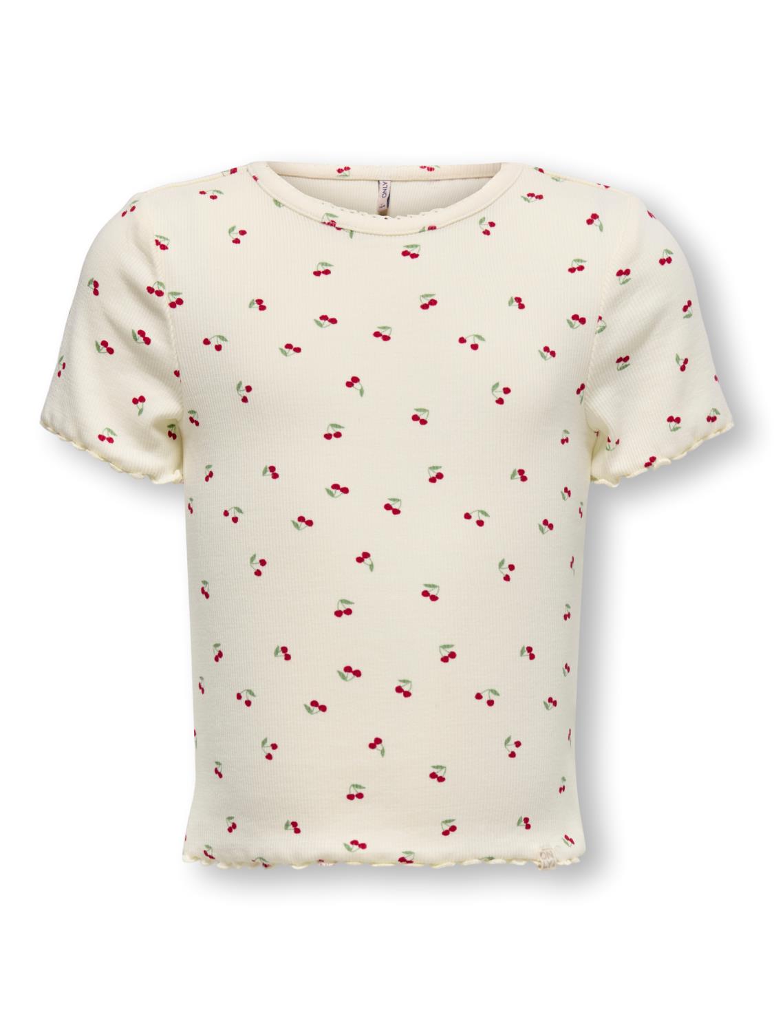 Only T-Skjorte KMGTRINNY LIFE SS O-NECK AOP TOP Tofu/Cherry