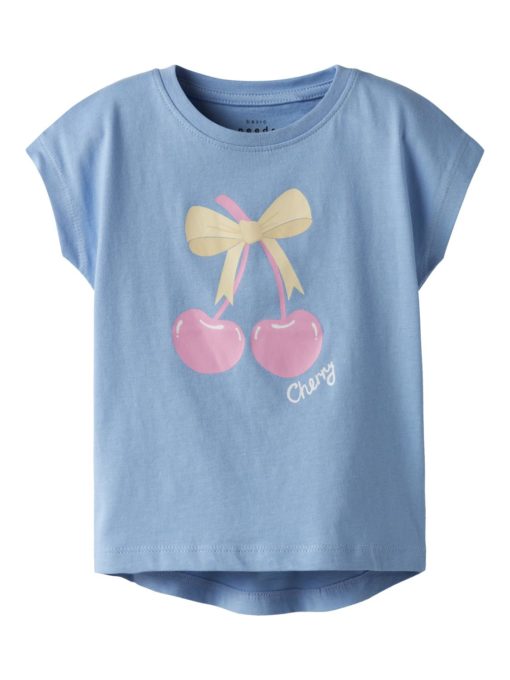 Name It T-skjorte NMFVIGEA CAPSL TOP Serenity/Cherry
