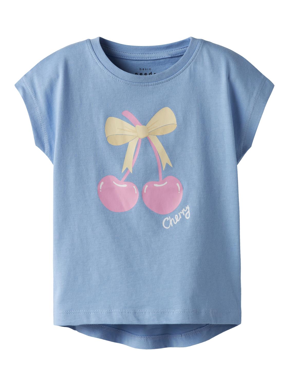 Name It T-skjorte NMFVIGEA CAPSL TOP Serenity/Cherry