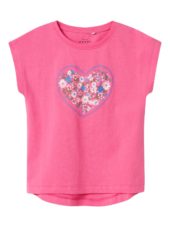 Name It T-Skjorte NMFVIGEA CAPSL TOP Carmine Rose/Heart