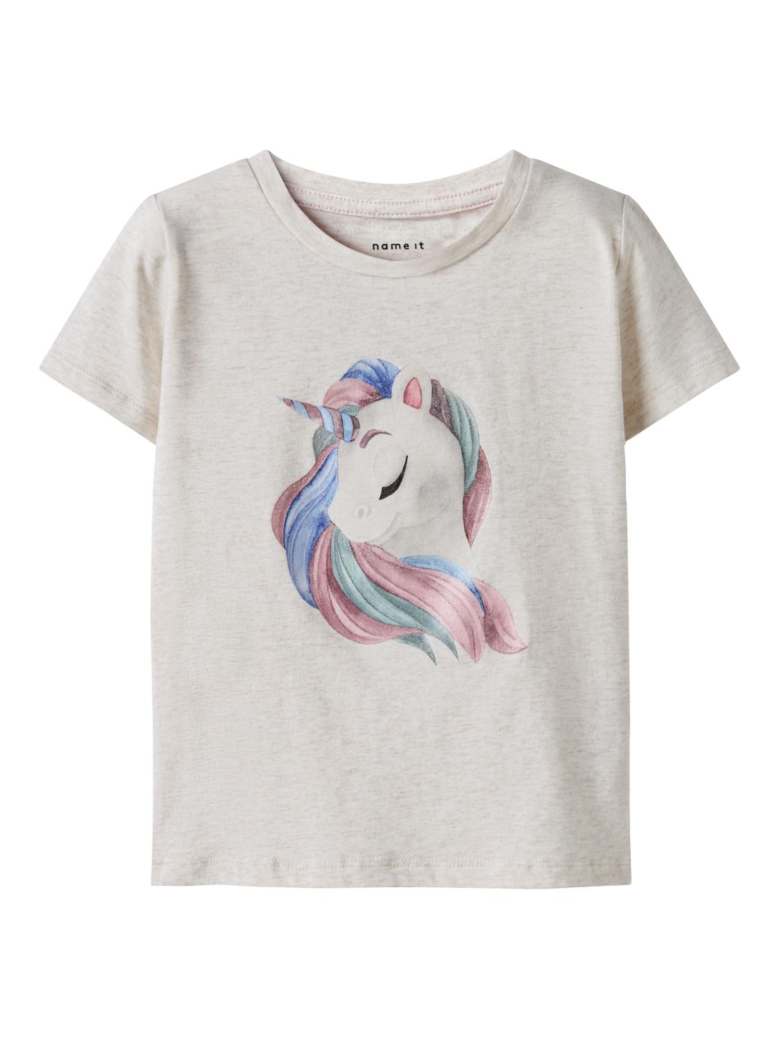 Name It T-Skjorte NMFDARLINGAS SS TOP Peyote Melange/Unicorn