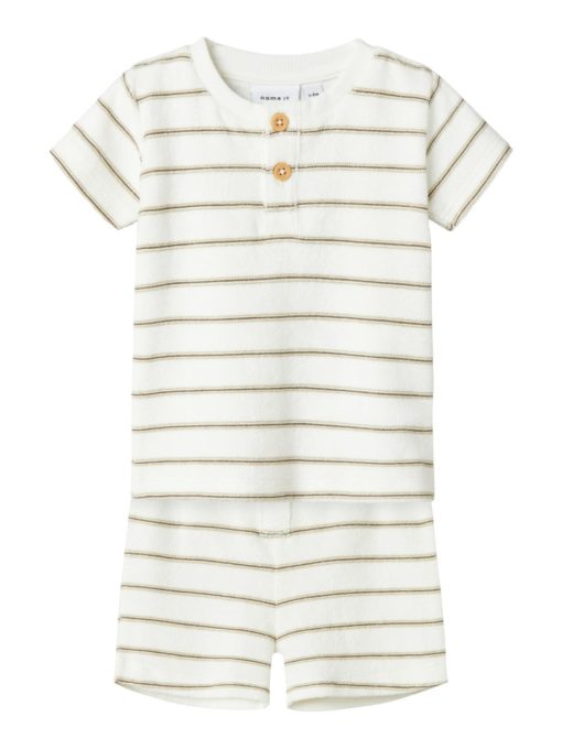 Name It T-Skjorte/Shortssett NBNOTERRY SS TOP SET Cloud Dancer