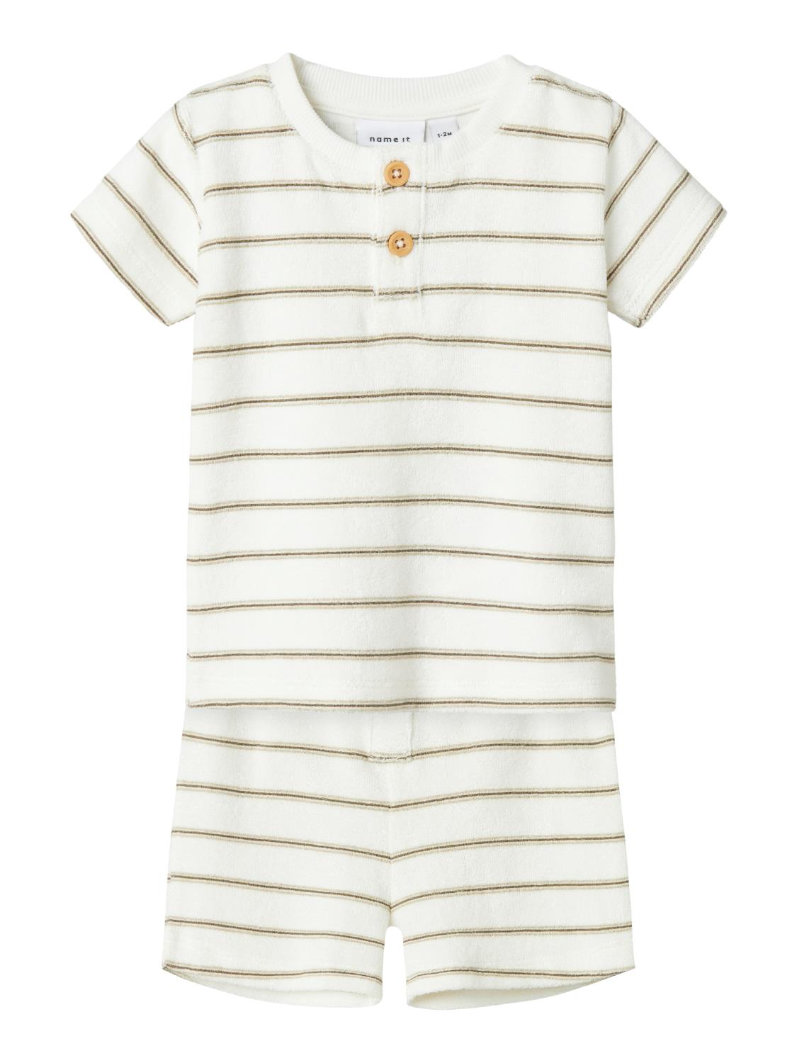 Name It T-Skjorte/Shortssett NBNOTERRY SS TOP SET Cloud Dancer