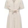 Only Kjole KOGSIESTA SS LINEN BLEND BELT DRESS Moonbeam
