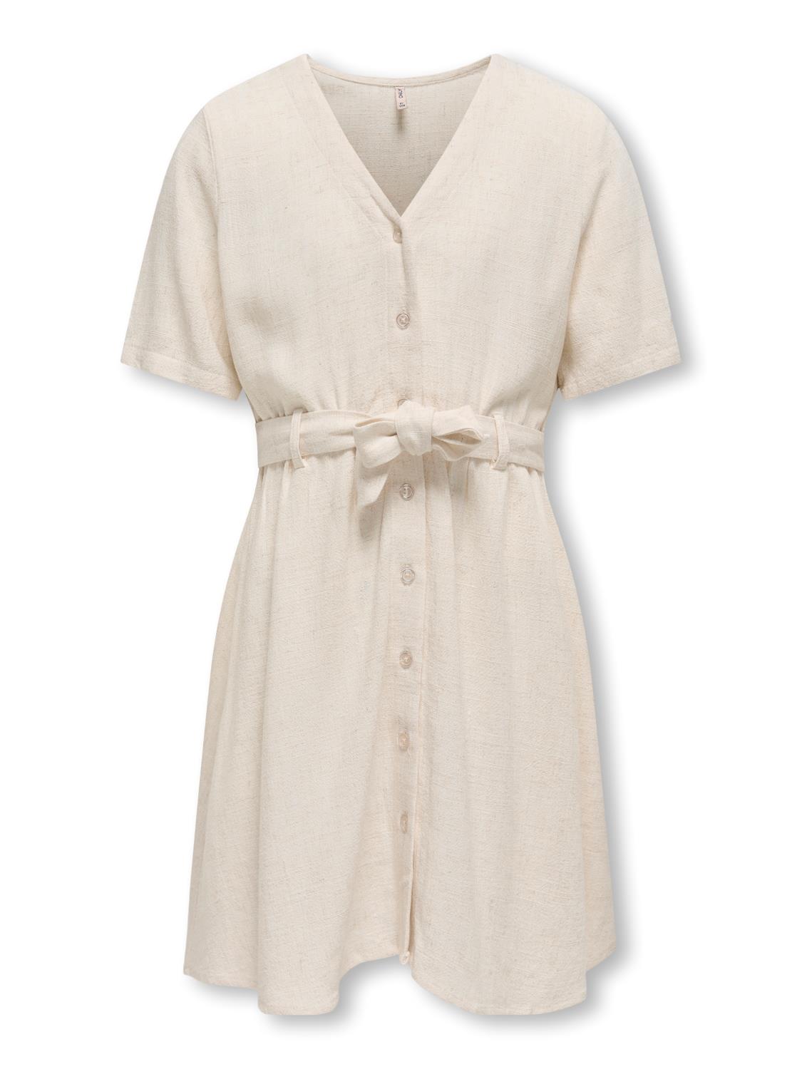 Only Kjole KOGSIESTA SS LINEN BLEND BELT DRESS Moonbeam