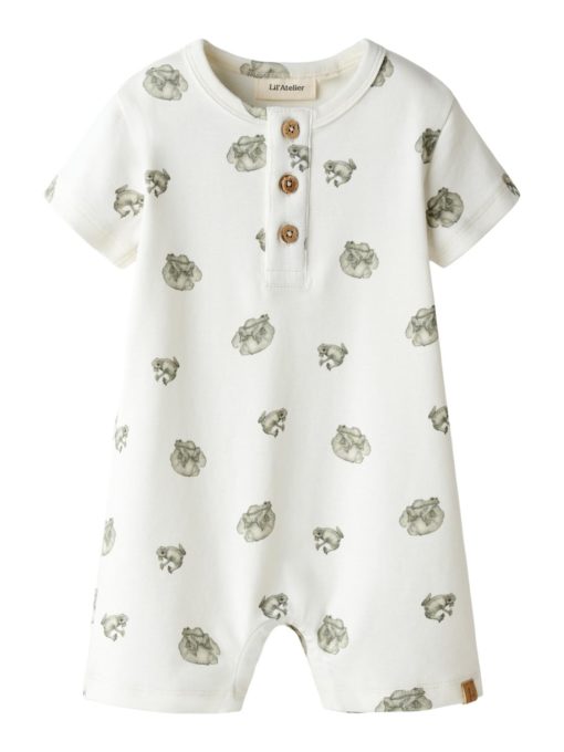 Lil` Atelier Sommerdrakt NBMGAYO SAN SS LOOSE SUIT Coconut Milk/Frog