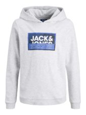 Jack & Jones Hettegenser JCOLOGAN PRINT SWEAT HOOD White Melange