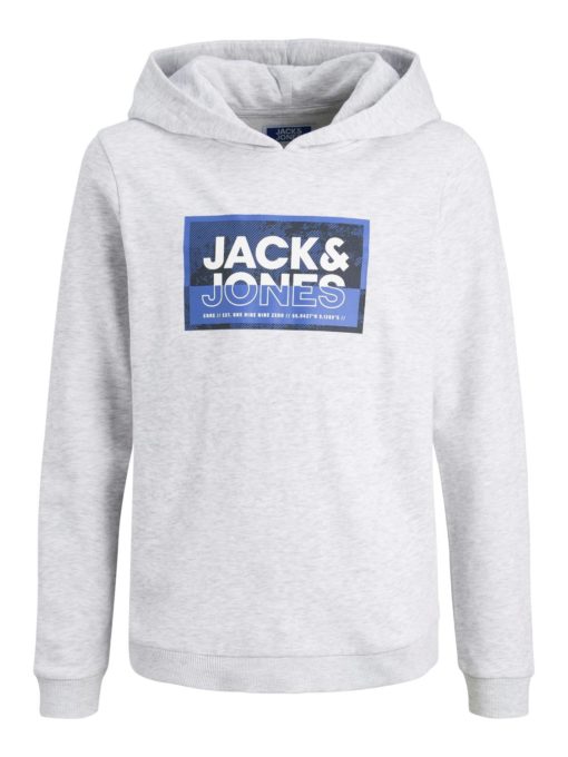 Jack & Jones Hettegenser JCOLOGAN PRINT SWEAT HOOD White Melange