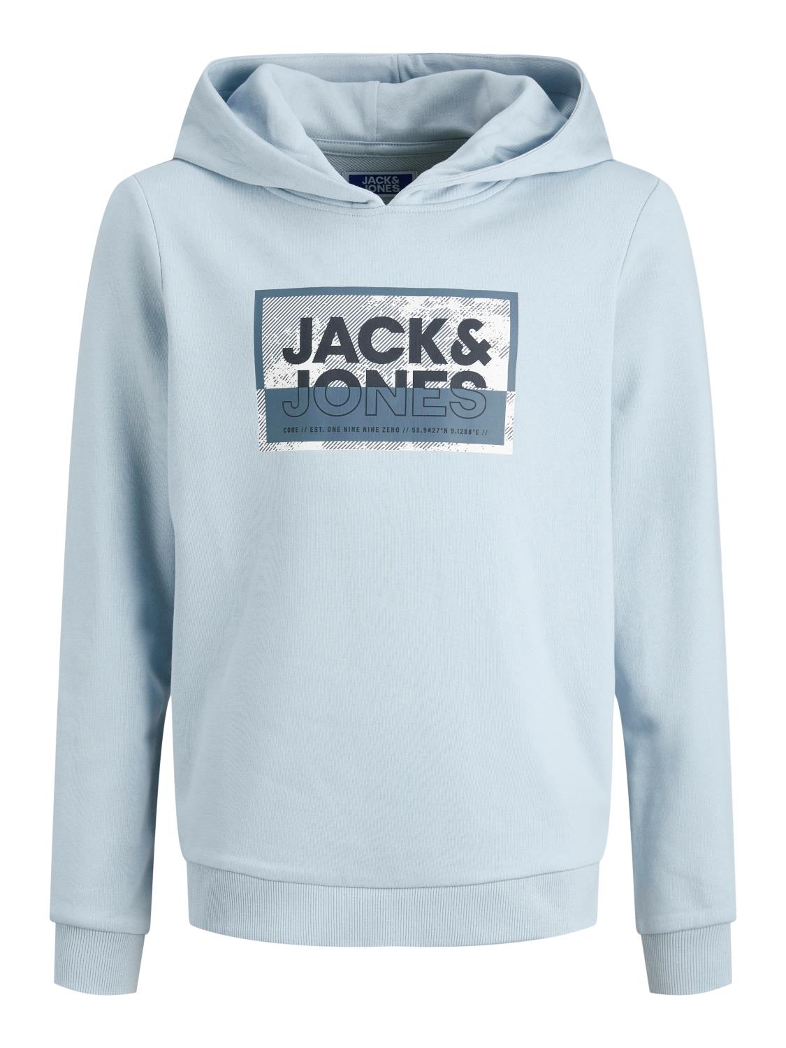 Jack & Jones Hettegenser JCOLOGAN PRINT SWEAT HOOD Subdued Blue