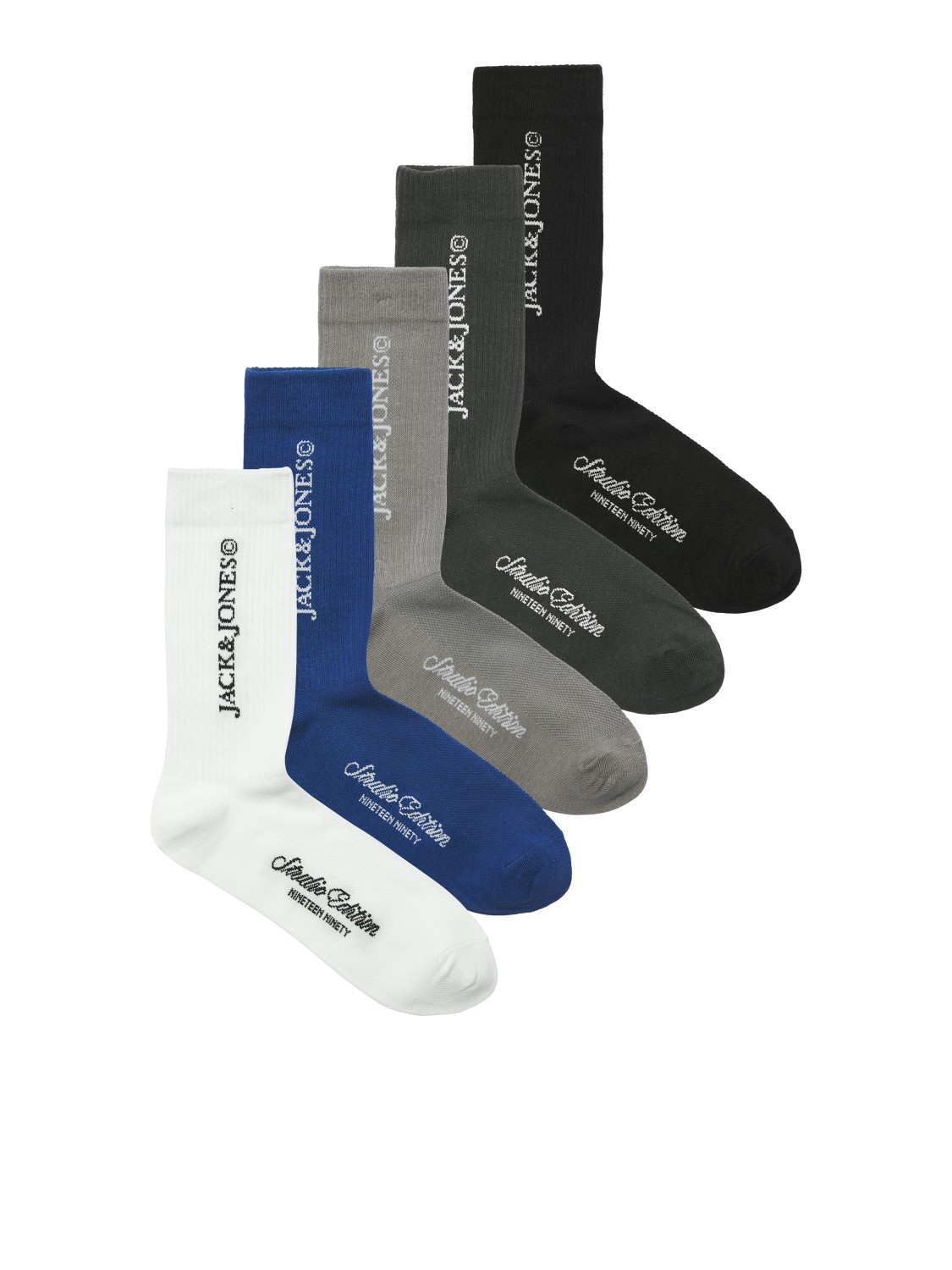 Jack & Jones 5Pk Sokker JACJAY TENNISSOCK Phantom/White/Paloma/Solidate Blue/Black