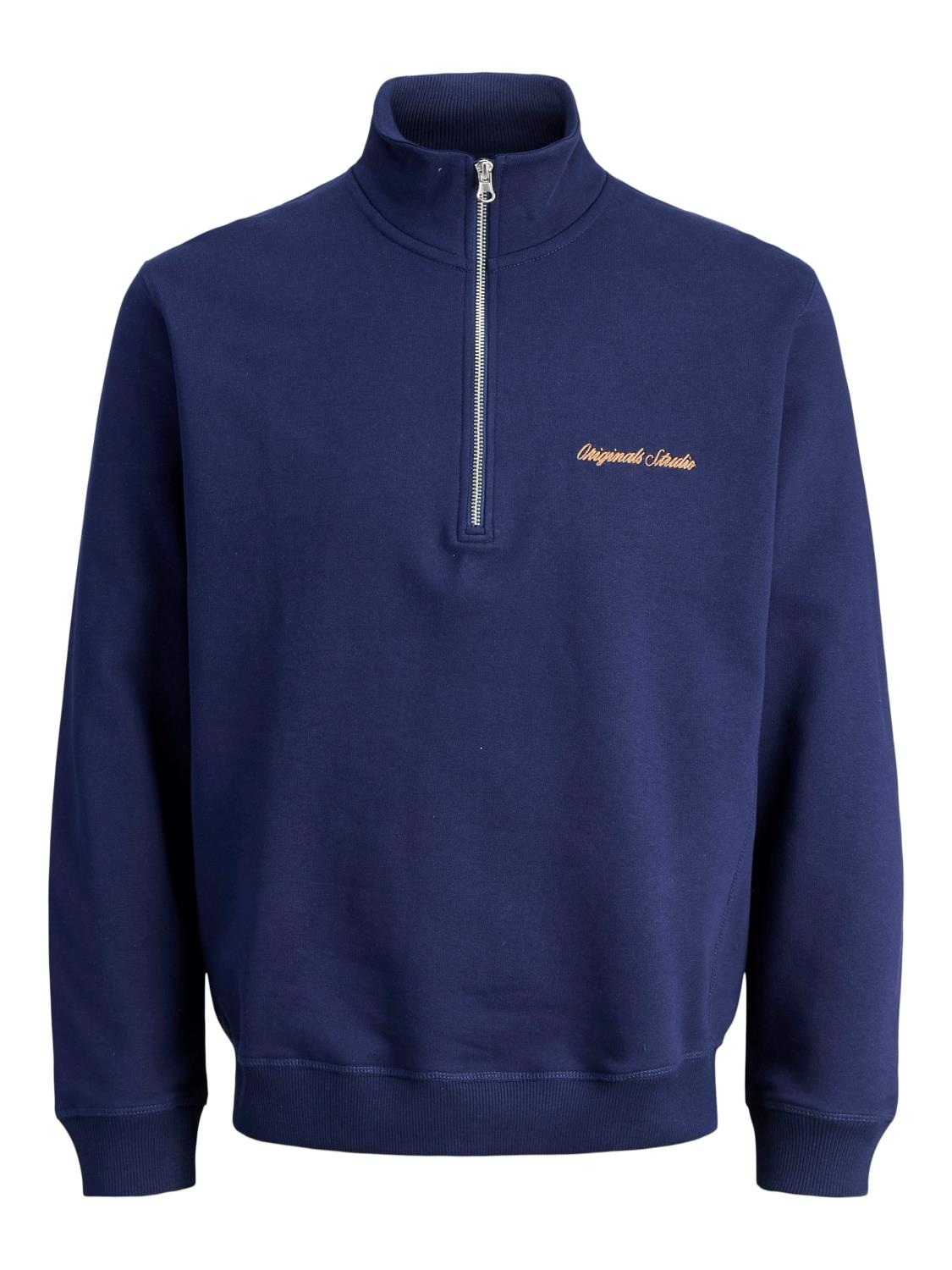 Jack & Jones Genser JORNORREBRO EMB SWEAT HIGH NECK Ocean Cavern