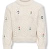 Only Genser KMGFLOWER LS O-NECK KNIT Tofu/EMB Flower