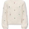 Only Genser KOGFLOWER LS O-NECK KNIT Tofu/EMB Flower
