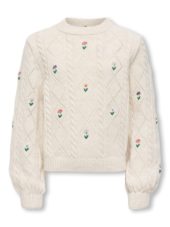 Only Genser KOGFLOWER LS O-NECK KNIT Tofu/EMB Flower