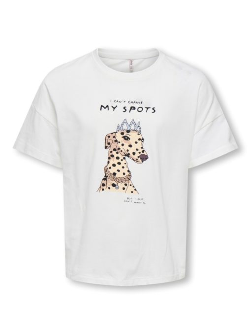 Only T-skjorte KOGBARIA LIFE SS OVERSIZE PRINTED TOP Cloud Dancer/Spots