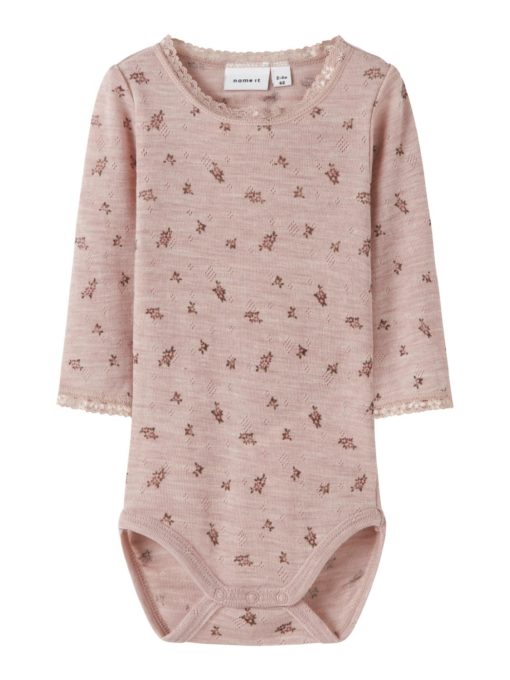 Name It Body NBFWANG NEEDLE Merinoull Shadow Grey/Small Flower