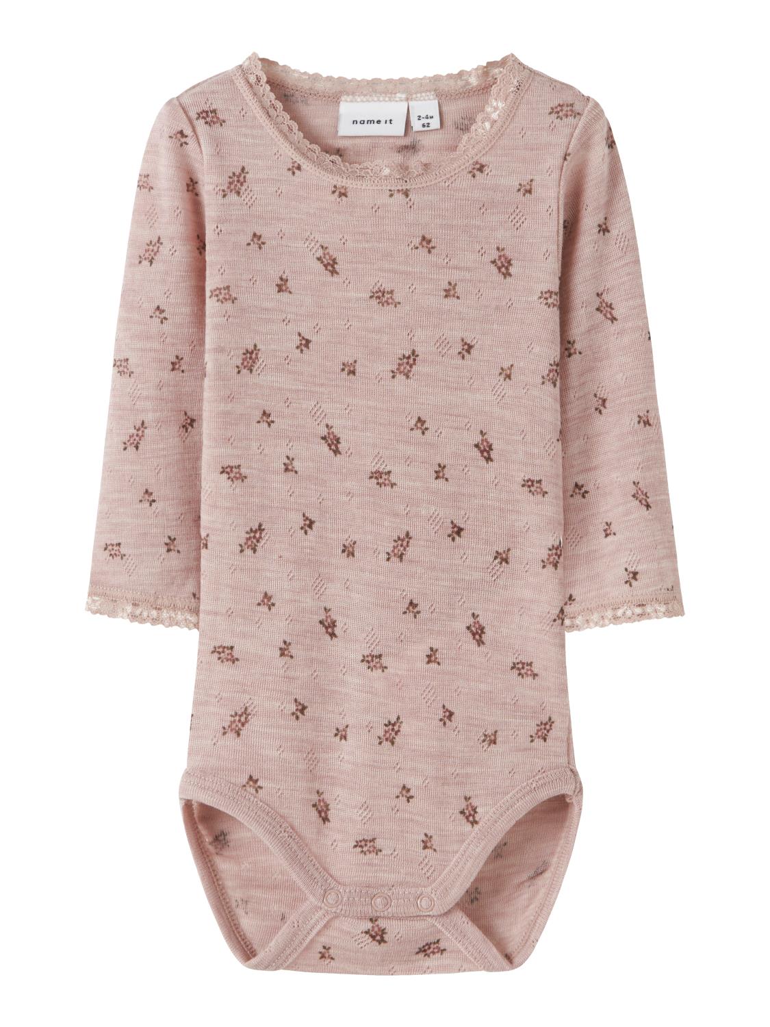 Name It Body NBFWANG NEEDLE Merinoull Shadow Grey/Small Flower