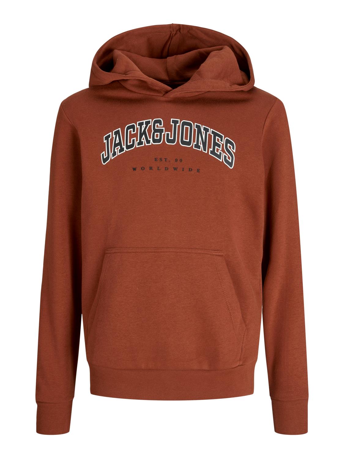Jack & Jones Hettegenser JJECALEB VARSITY SWEAT HOOD Burnt Henna