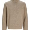Jack & Jones Genser JPRBLAMILANO STITCH KNIT HALF ZIP Greige/Melange