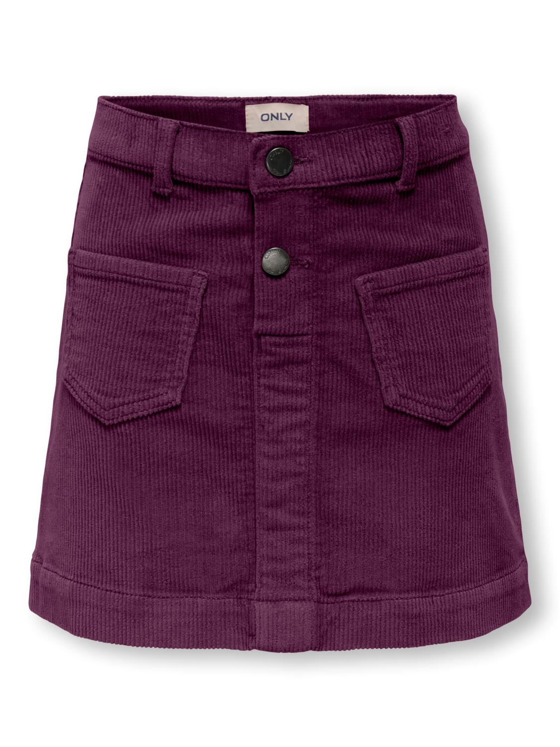 Only Skjørt KOGAMAZING GLOBAL HW CORD SKIRT Mauve Wine