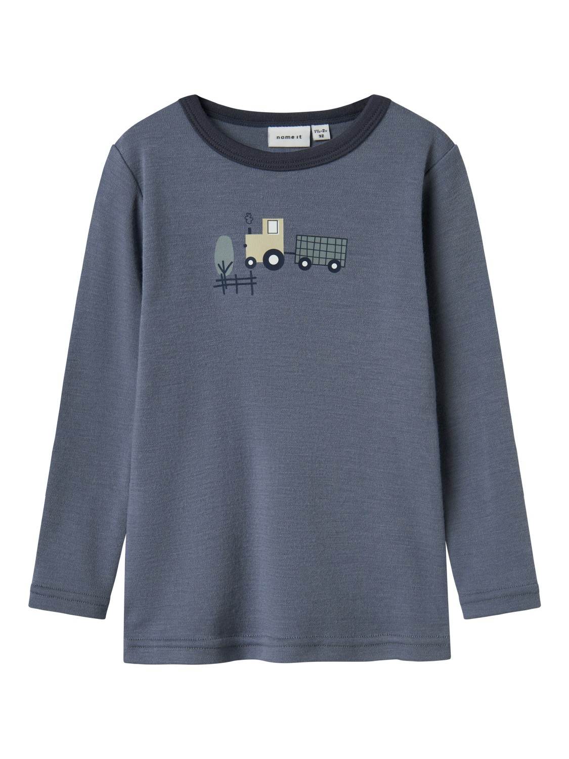 Name It Trøye NMMWILLIT Merinoull Folkstone Gray/Tractor