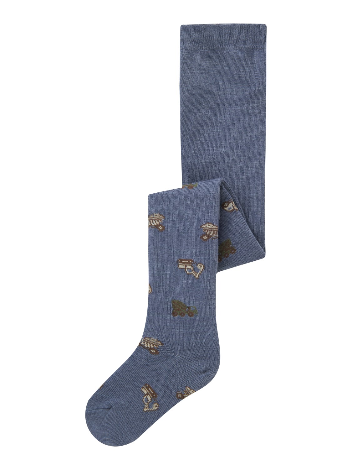 Name It Strømpebukse NMMWAK WO/BL AOJ Merinoull Folkstone Gray/Working Machines