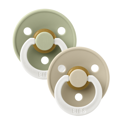 Bibs Smokker 2pk COLOUR ROUND Natural Rubber Sage GLOW/Vanilla GLOW