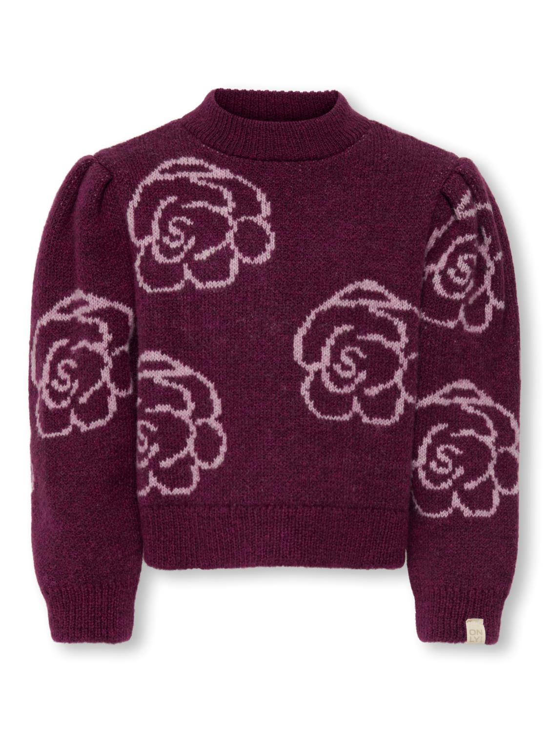 Only Genser KMGTINA LS JACQUARD PULLOVER KNIT Mauve Wine/Mauve Orch
