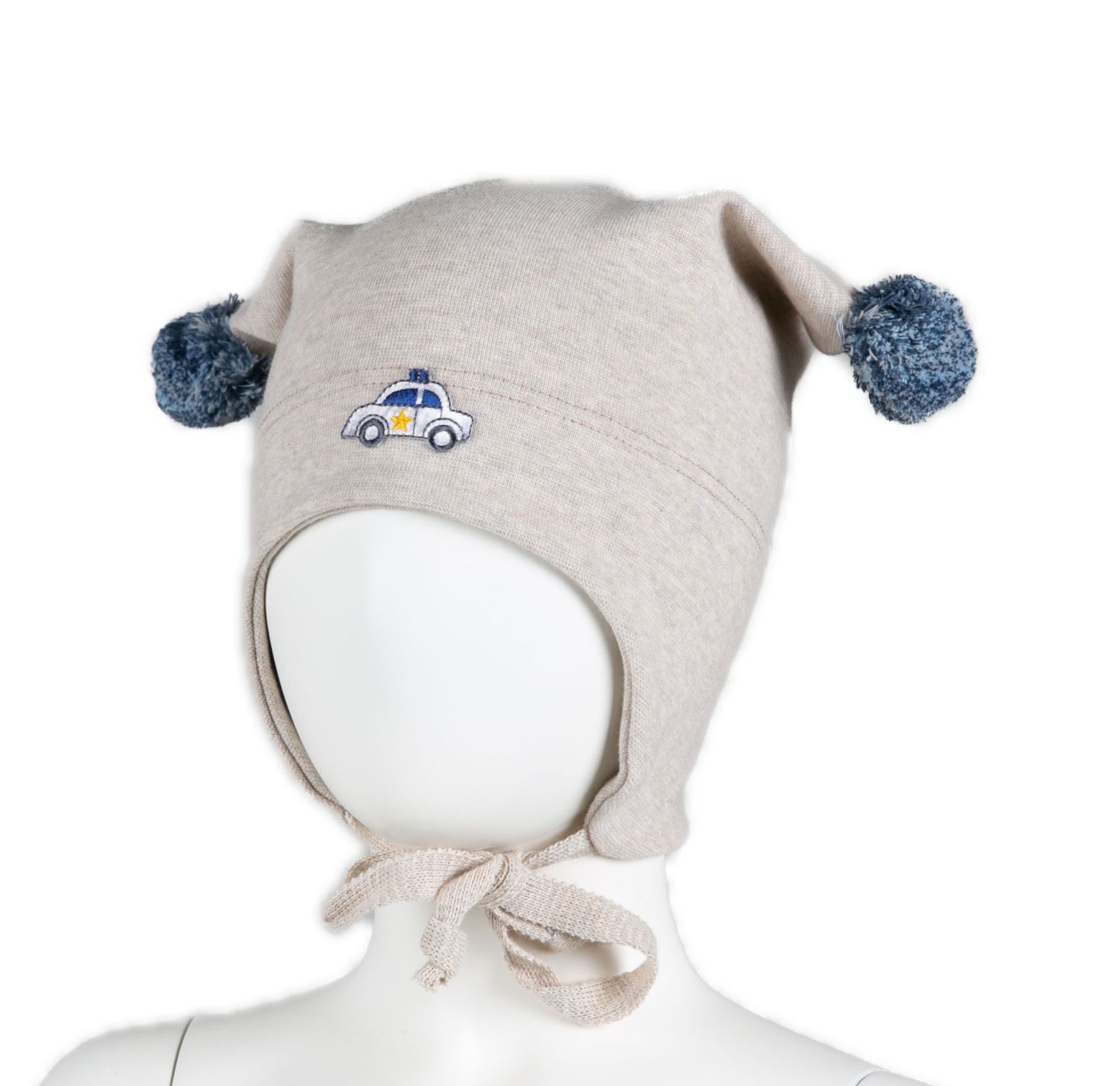 Kivat Lue Med Knyting Bomull M/Politibil Sandmelert