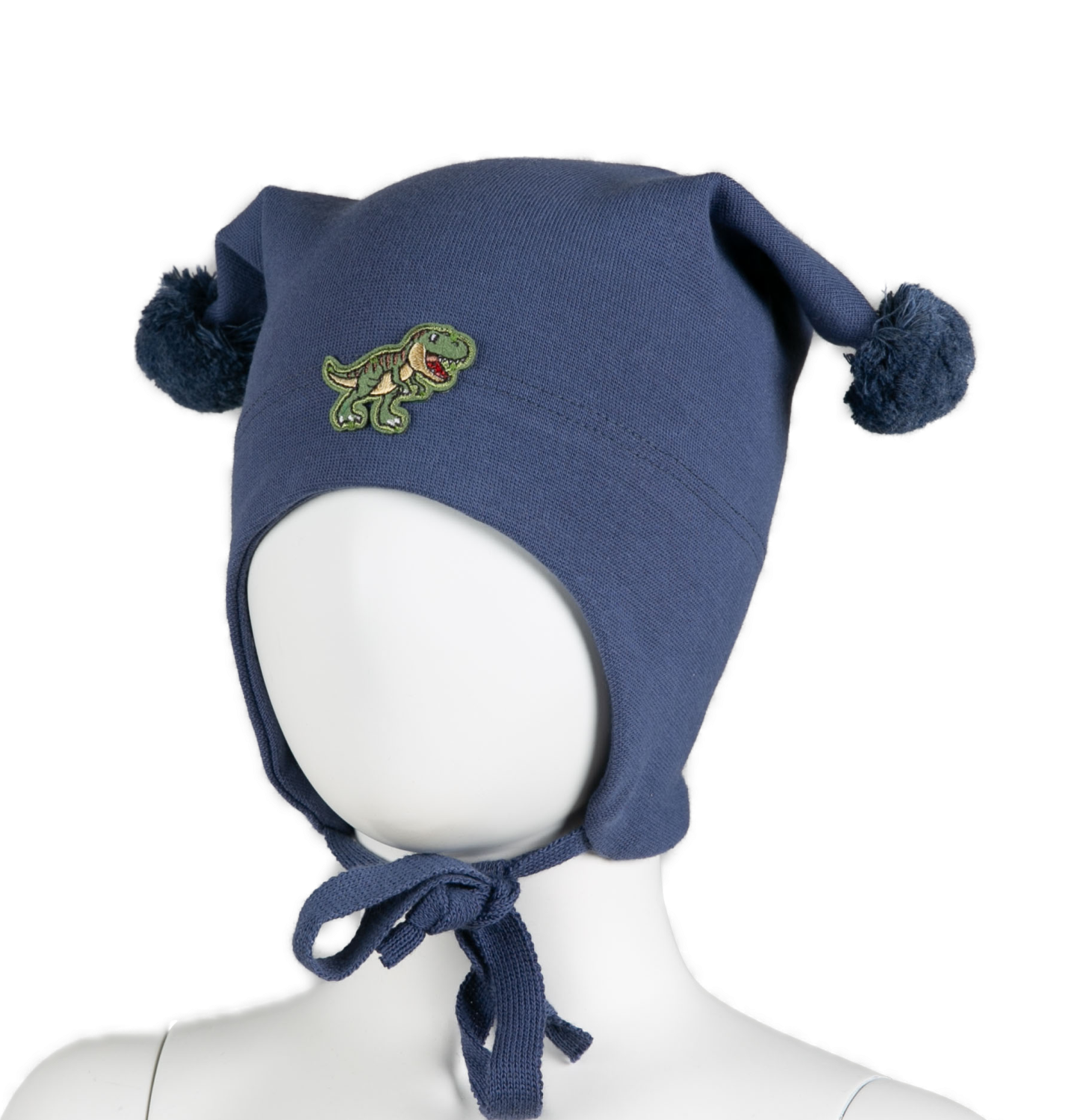 Kivat Lue Med Knyting Bomull M/Dinosaur Mellomblå