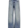 Only Bukse KOGHOPE RHINESTONE STAR WIDE DNM TAI Medium Blue Denim