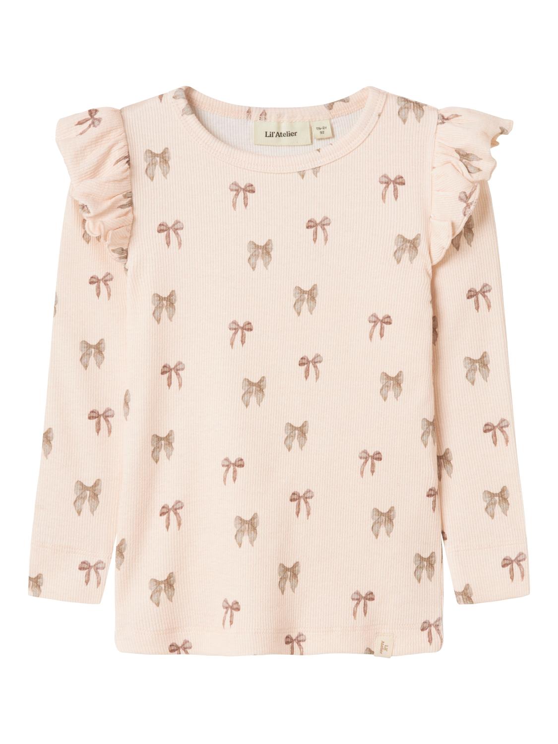 Lil` Atelier Genser NMFGAVO EKO LS SLIM TOP Silver Peony/Bow