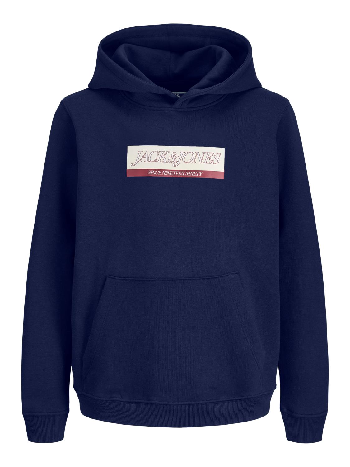 Jack & Jones Hettegenser JORINWOOD BLOCK BRANDING SWEAT HOOD Ocean Cavern