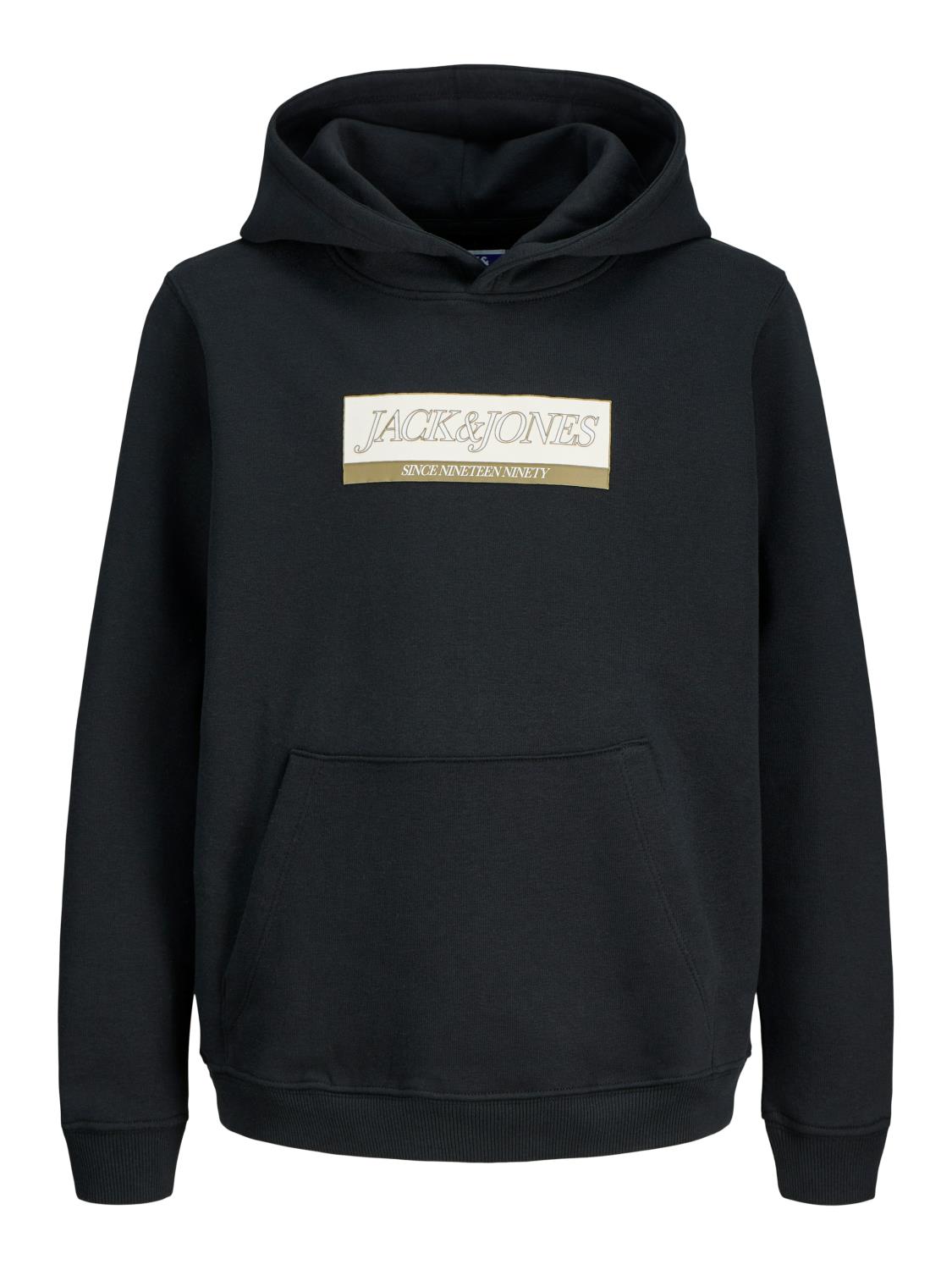 Jack & Jones Hettegenser JORINWOOD BLOCK BRANDING SWEAT HOOD Black