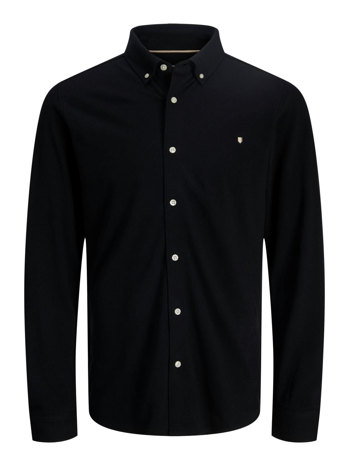 Jack & Jones Skjorte JPRBLUBLAKE PIQUE DETAIL LS SHIRT Black