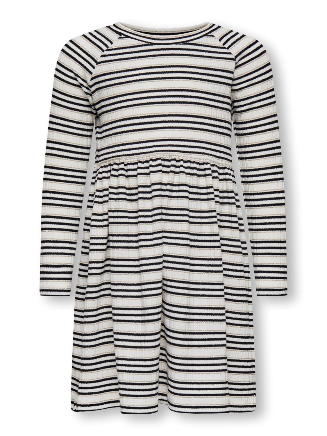 Only Kjole KMGCECILIA LS GLITTER DRESS DNM Cloud Dancer/Stripes-Black+Gold