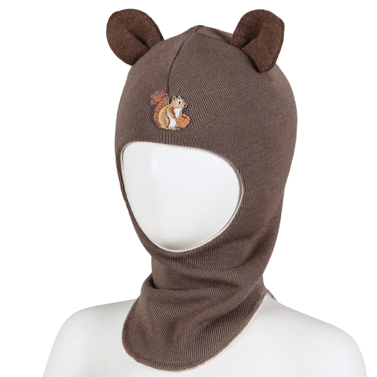 Kivat Balaclava Ull HOOD SQUIRREL EARS Sjokoladebrun